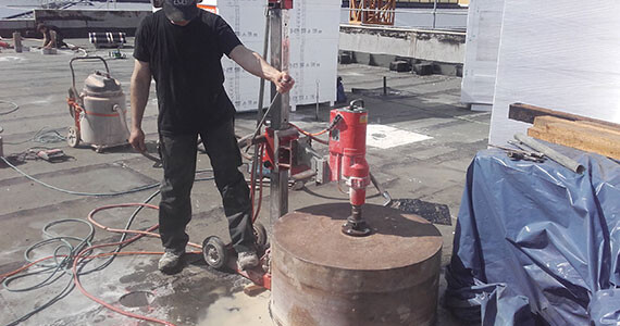 Großlochbohrung Ø 800mm für Lüftungsanlage in Reha Klinik Großlochbohrung Ø 800mm für Lüftungsanlage in Reha Klinik