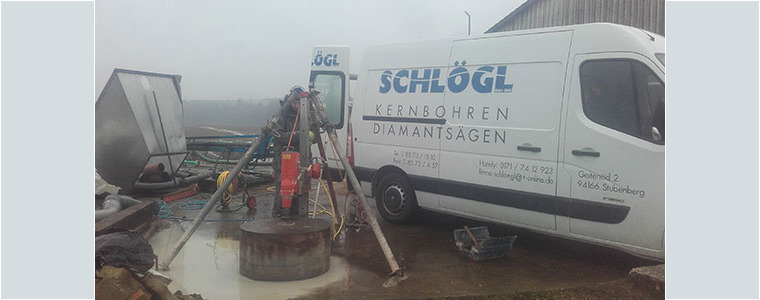 Kernbohrung Ø 800 mm in Güllegrube für neues Rührwerk Kernbohrung Ø 800 mm in Güllegrube für neues Rührwerk