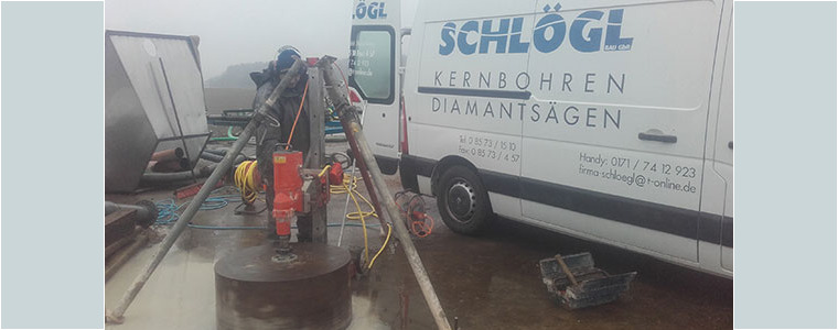 Kernbohrung Ø 800 mm in Güllegrube für neues Rührwerk Kernbohrung Ø 800 mm in Güllegrube für neues Rührwerk